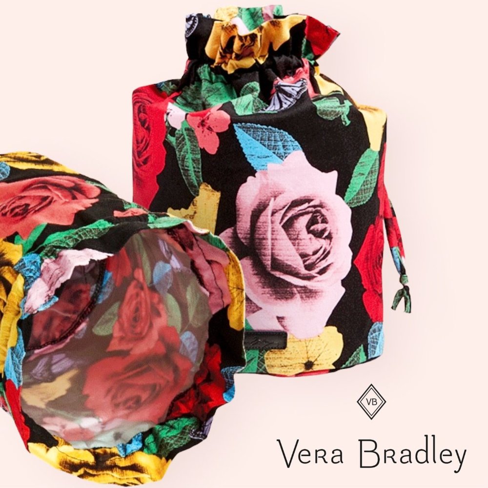 Vera Bradley Ditty Bag Toiletry Makeup Swimsuit Drawstring Travel Lined Bag